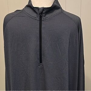 Under Armour Black and Gray Striped Quarter-Zip Heat Gear Pullover